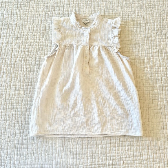 J.Crew Cream Cotton Ruffle Sleeve High Neck Henley Top | Southwestern Boho | XS - Picture 5 of 6